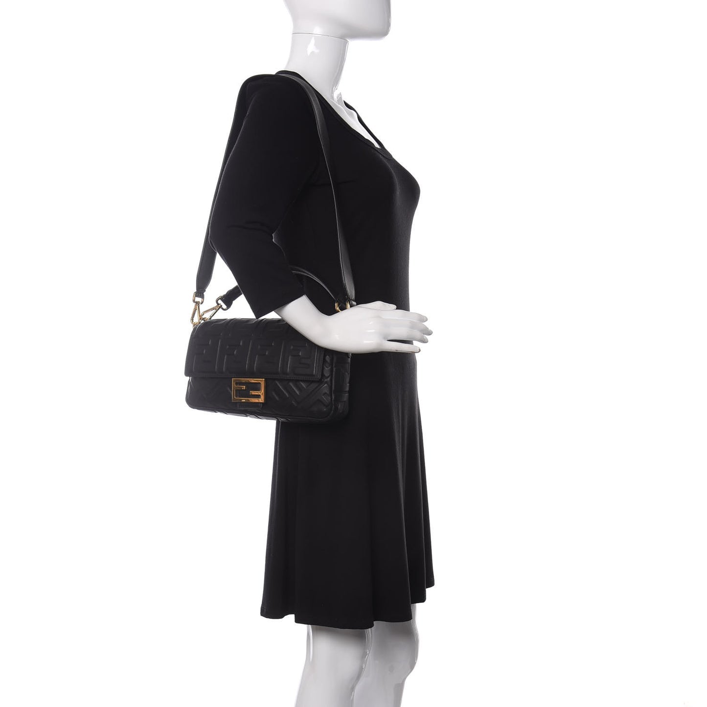 Nappa FF 1974 Embossed Baguette Black
