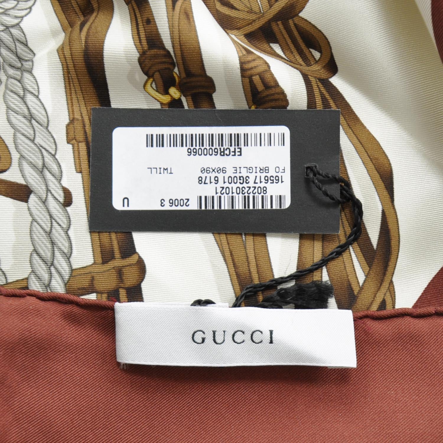 Gucci Silk Briglie Square Scarf Burgundy 4 of 6