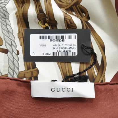 Gucci Silk Briglie Square Scarf Burgundy 4 of 6