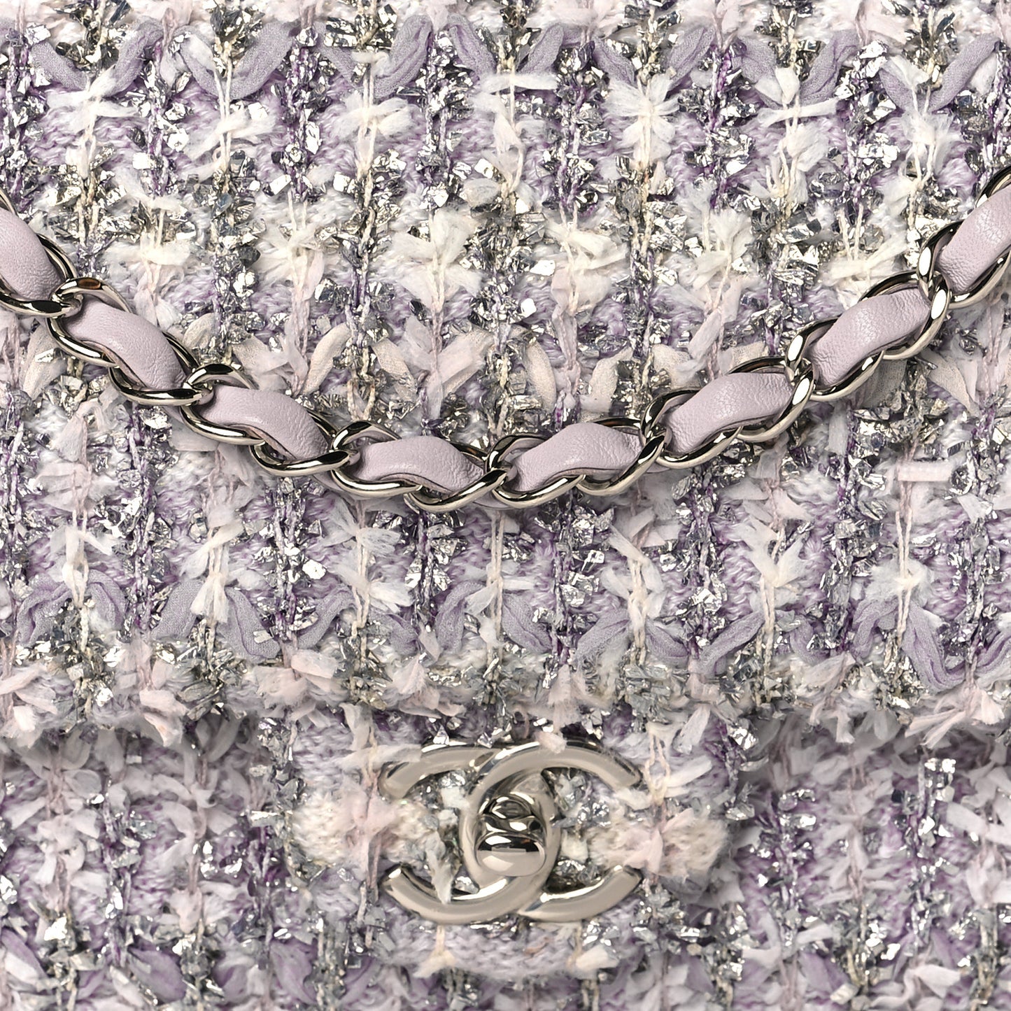 Tweed Medium Single Flap Pink