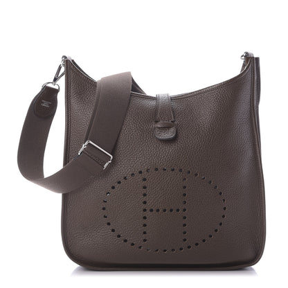 Hermes Taurillon Clemence Evelyne III GM Chocolate 1 of 8