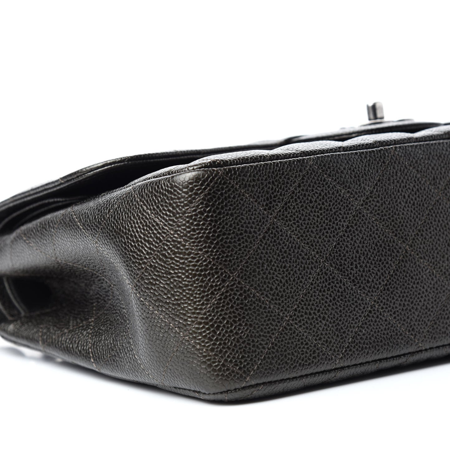 Caviar Quilted Jumbo Double Flap Dark Charcoal