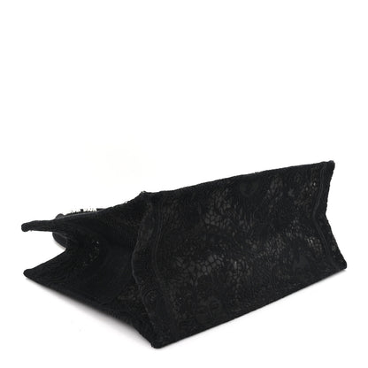 Christian Dior Canvas Embroidered Mesh Macrame Medium Toile de Jouy Soleil Book Tote Black 3 of 9