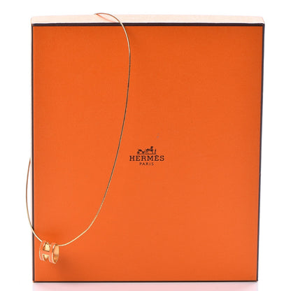 Hermes Lacquered Gold Pop H Pendant Necklace Orange 7 of 7