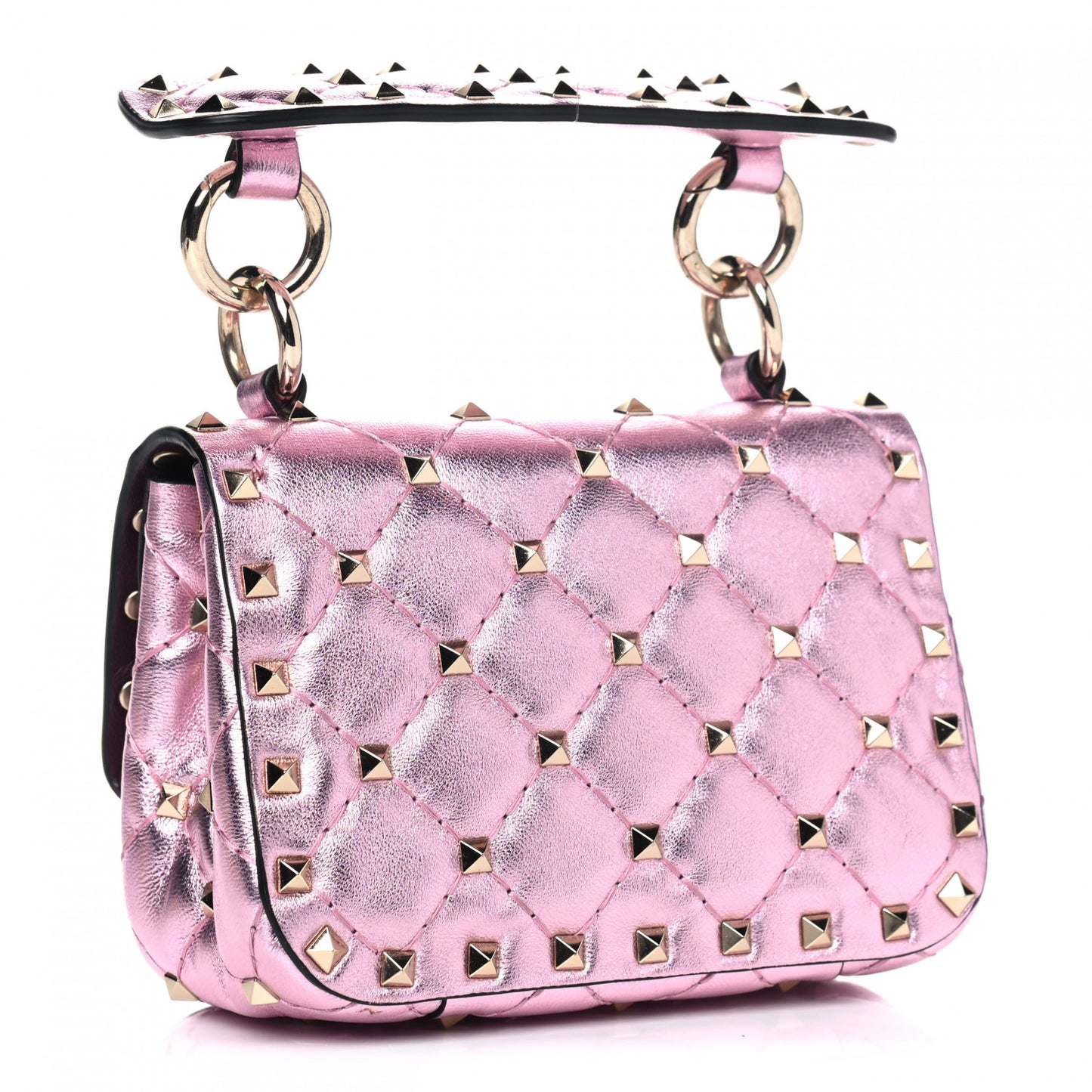 Metallic Nappa Micro Rockstud Spike Shoulder Bag Giacinto