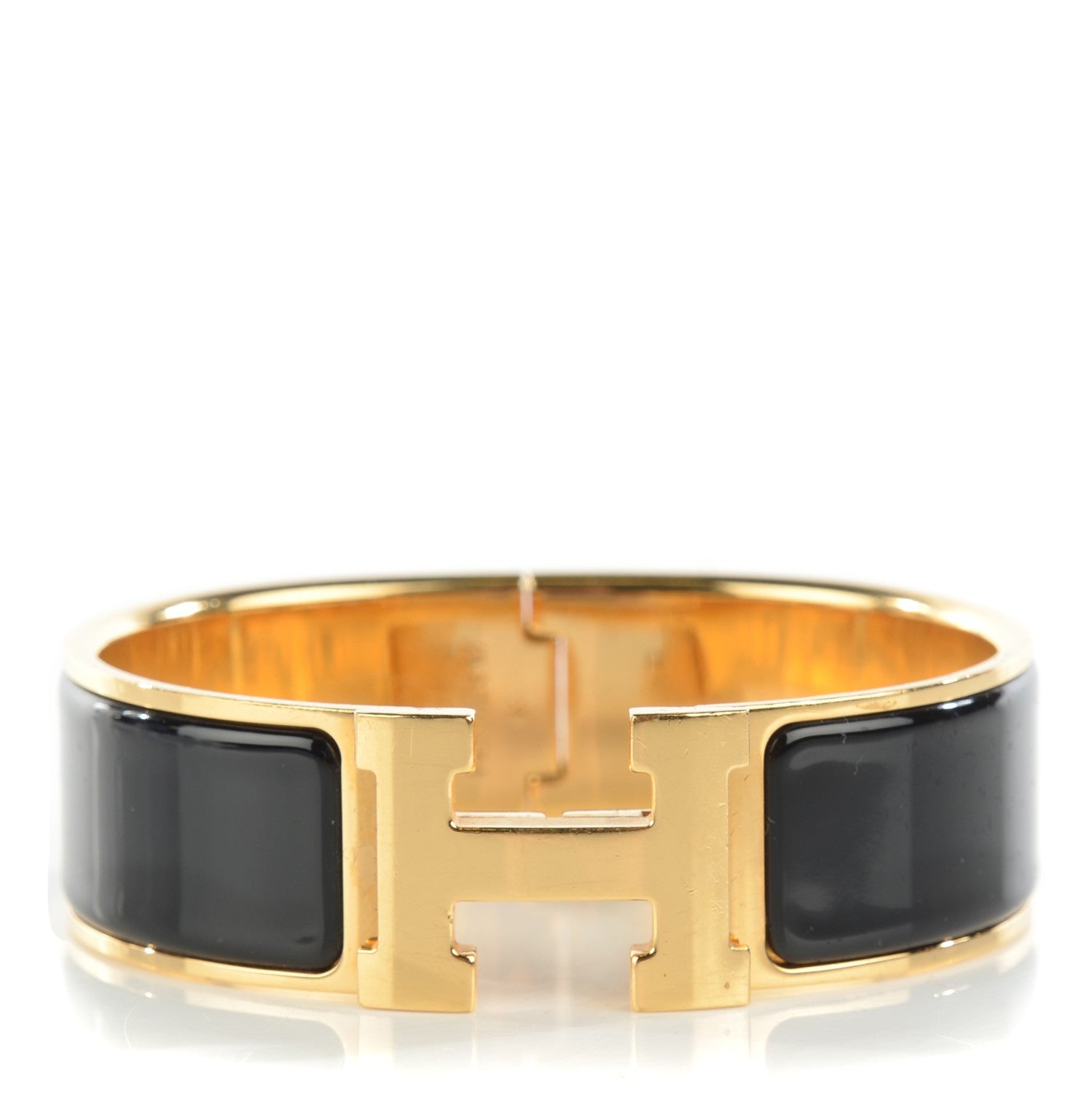 Hermes Enamel Wide Clic Clac H Bracelet GM Black 1 of 7