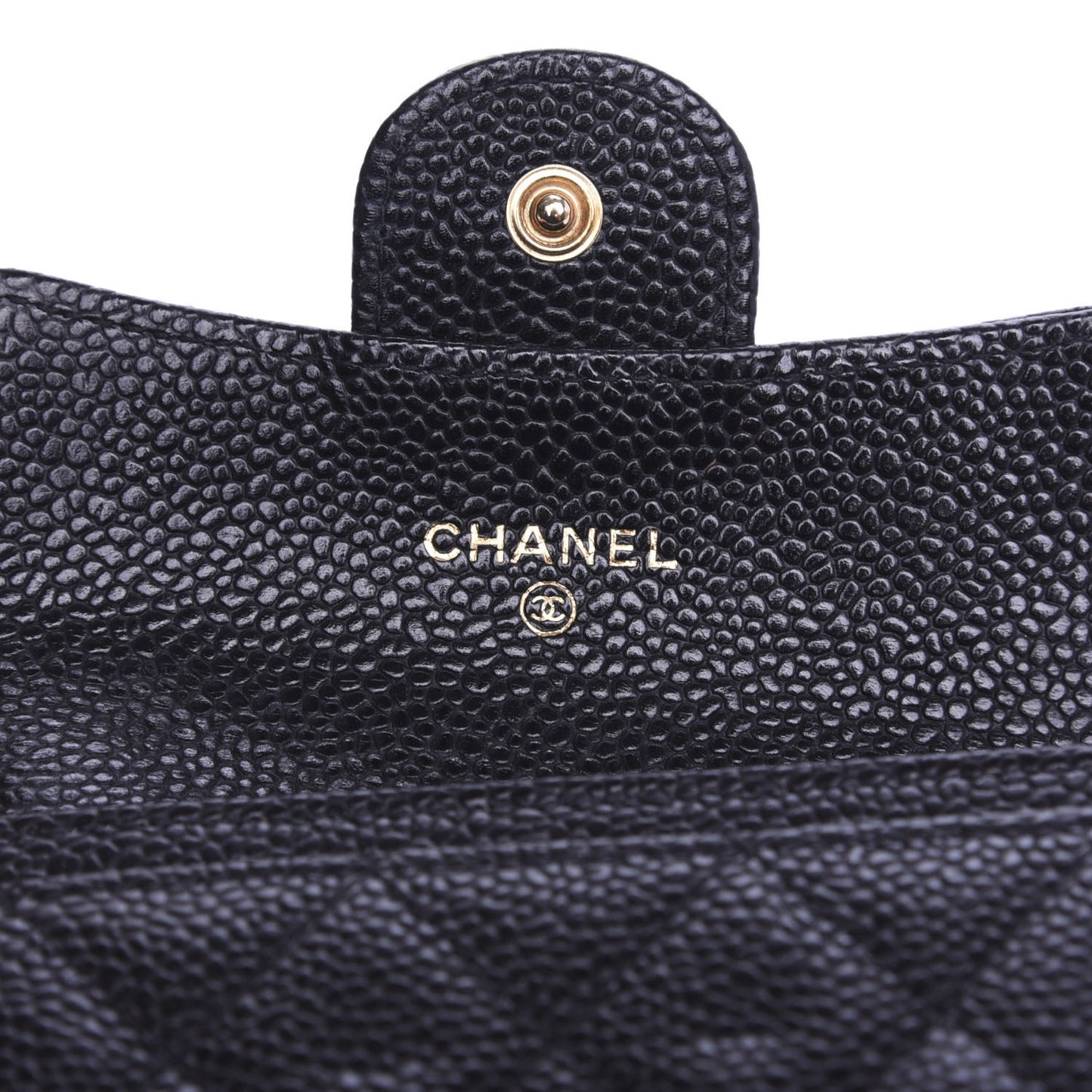 Caviar Quilted Flap Card Holder Black