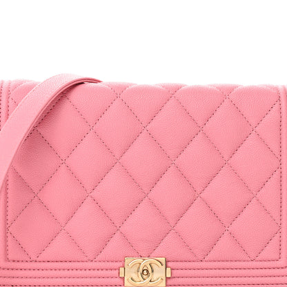 Chanel Caviar Quilted Boy Wallet On Chain WOC Light Pink 9 of 17