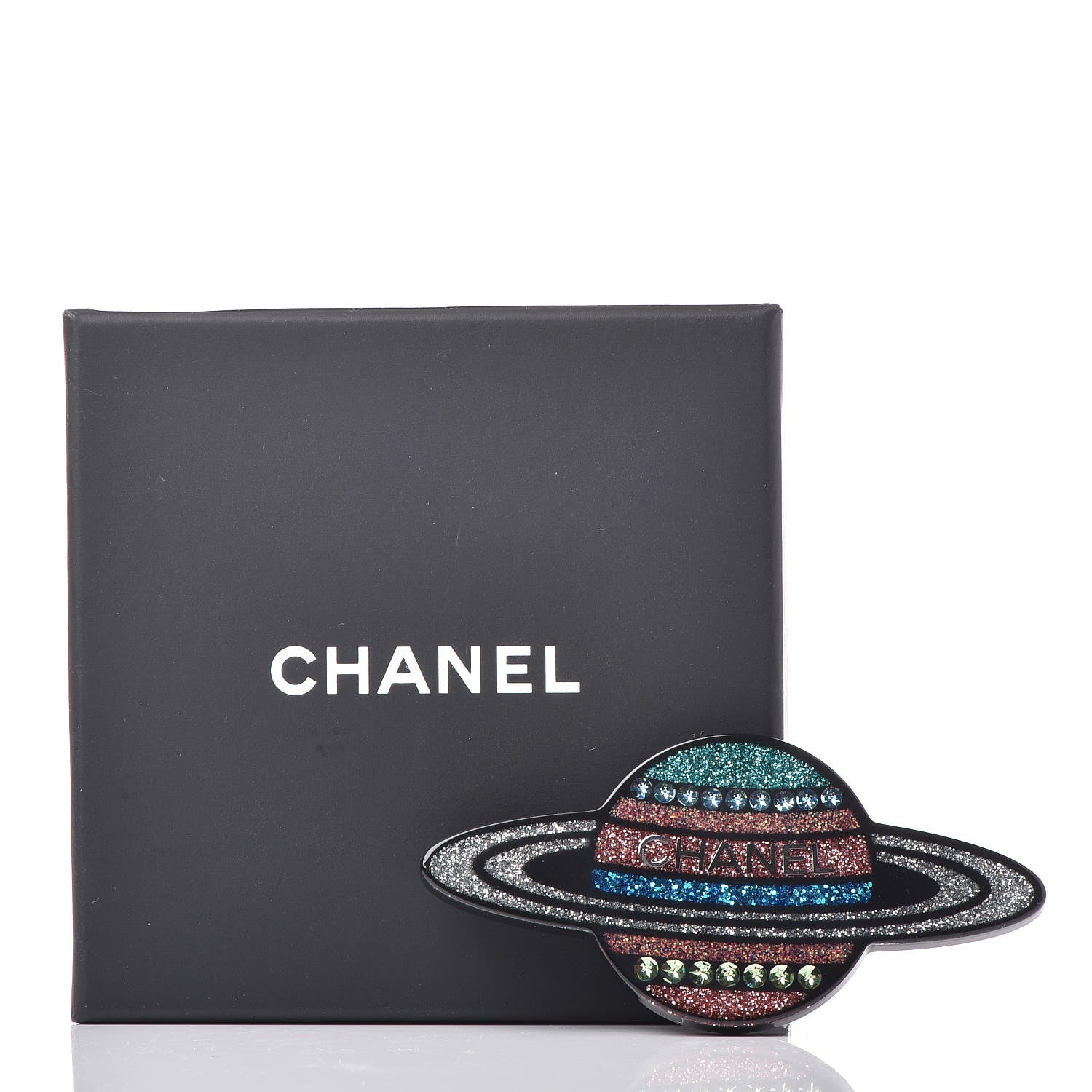 Chanel Glittered Resin Strass Planet Brooch Silver Blue Pink 5 of 5