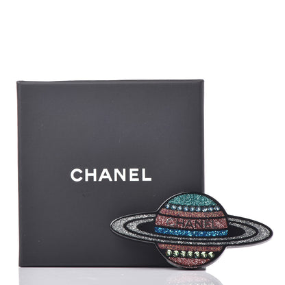 Chanel Glittered Resin Strass Planet Brooch Silver Blue Pink 5 of 5