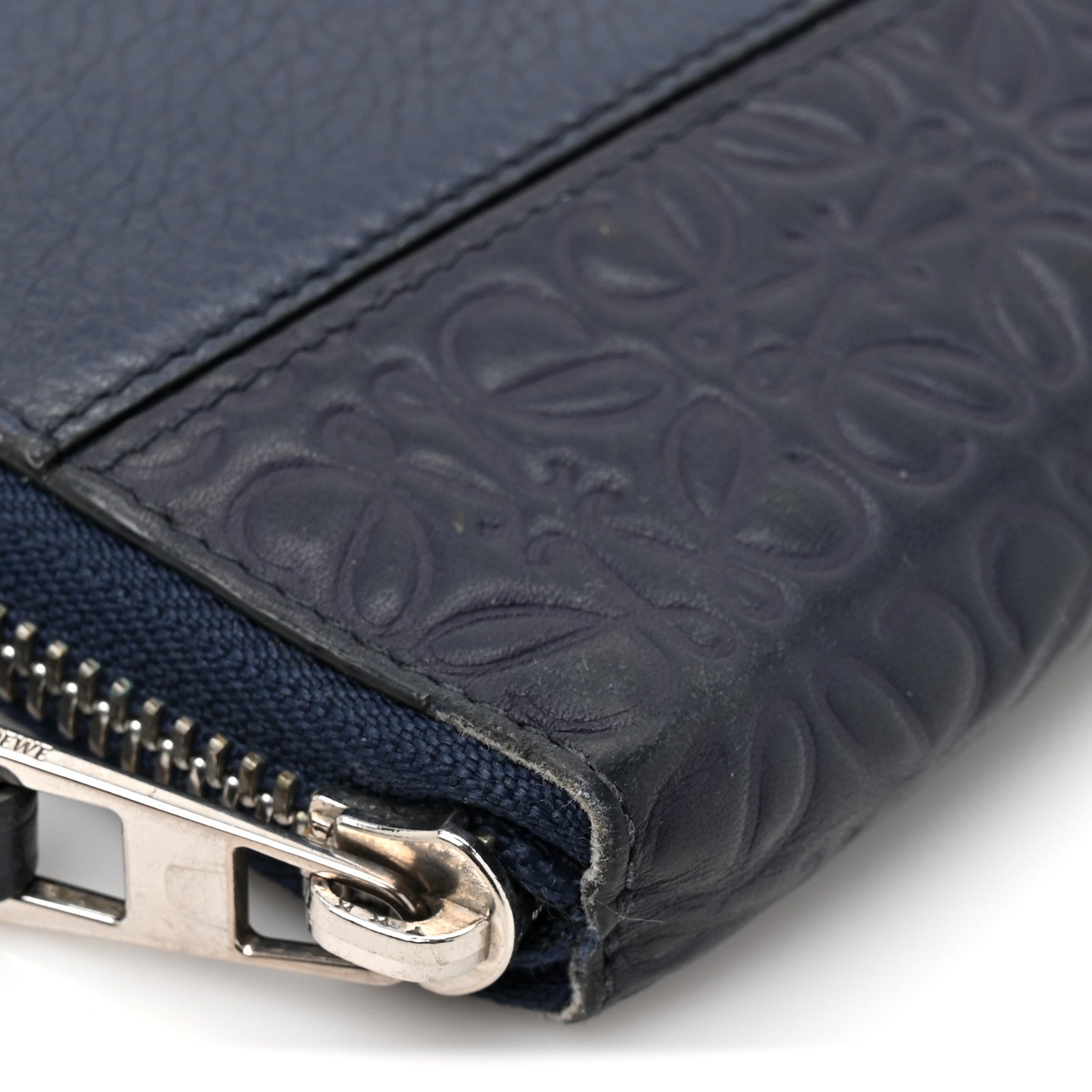 Loewe Calfskin Embossed Repeat Puzzle Zip Around Wallet Blue 8 of 10