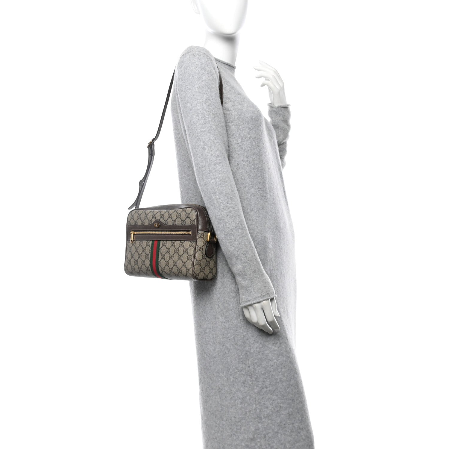 Gucci GG Supreme Monogram Web Small Ophidia Shoulder Bag Brown 2 of 11