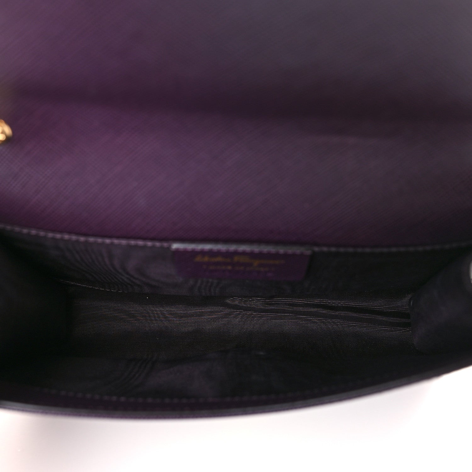 Salvatore Ferragamo Printed Calfskin Vara Bow Chain Flap Crossbody Purple 5 of 9