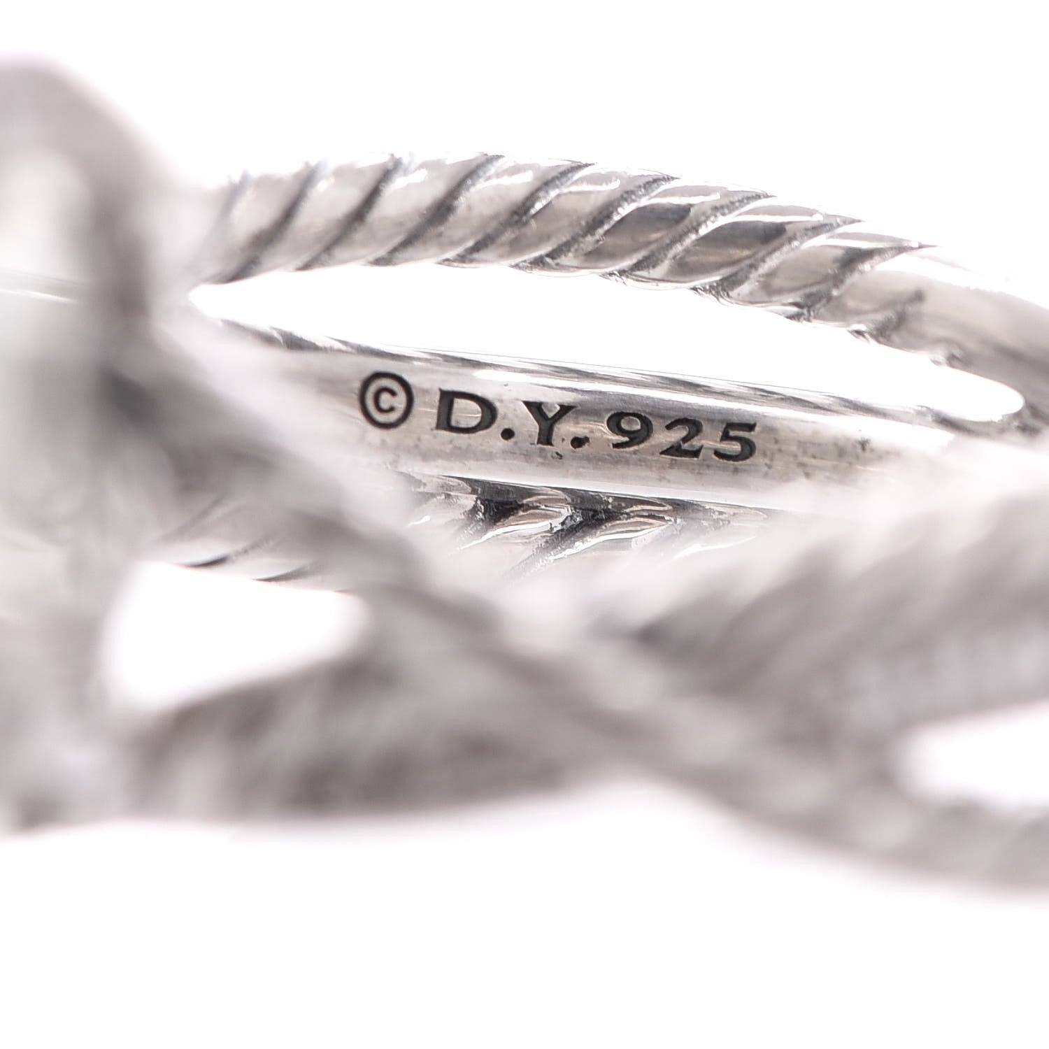 David Yurman Sterling Silver Diamond Prasiolite 15mm Cable Wrap Ring 59.1 5.5 4 of 4