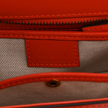 Gucci Boarded Dyana Lux Calfskin Web Small Bamboo 1947 Top Handle Bag Calypso Orange 7 of 12