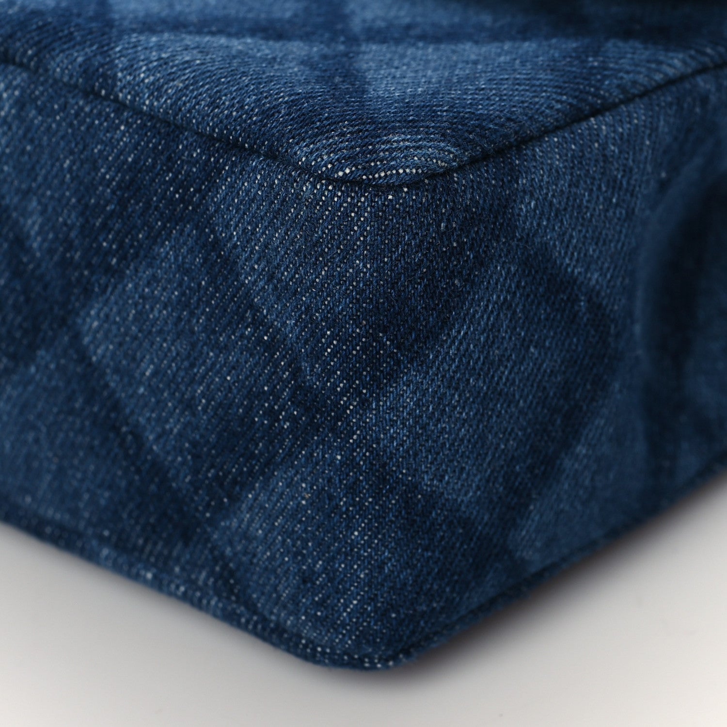 Chanel Printed Denim Quilted Mini Rectangular Flap Dark Blue 10 of 11