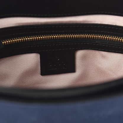 Gucci Suede Medium Arli Flap Shoulder Bag Blue Ink Black 8 of 10