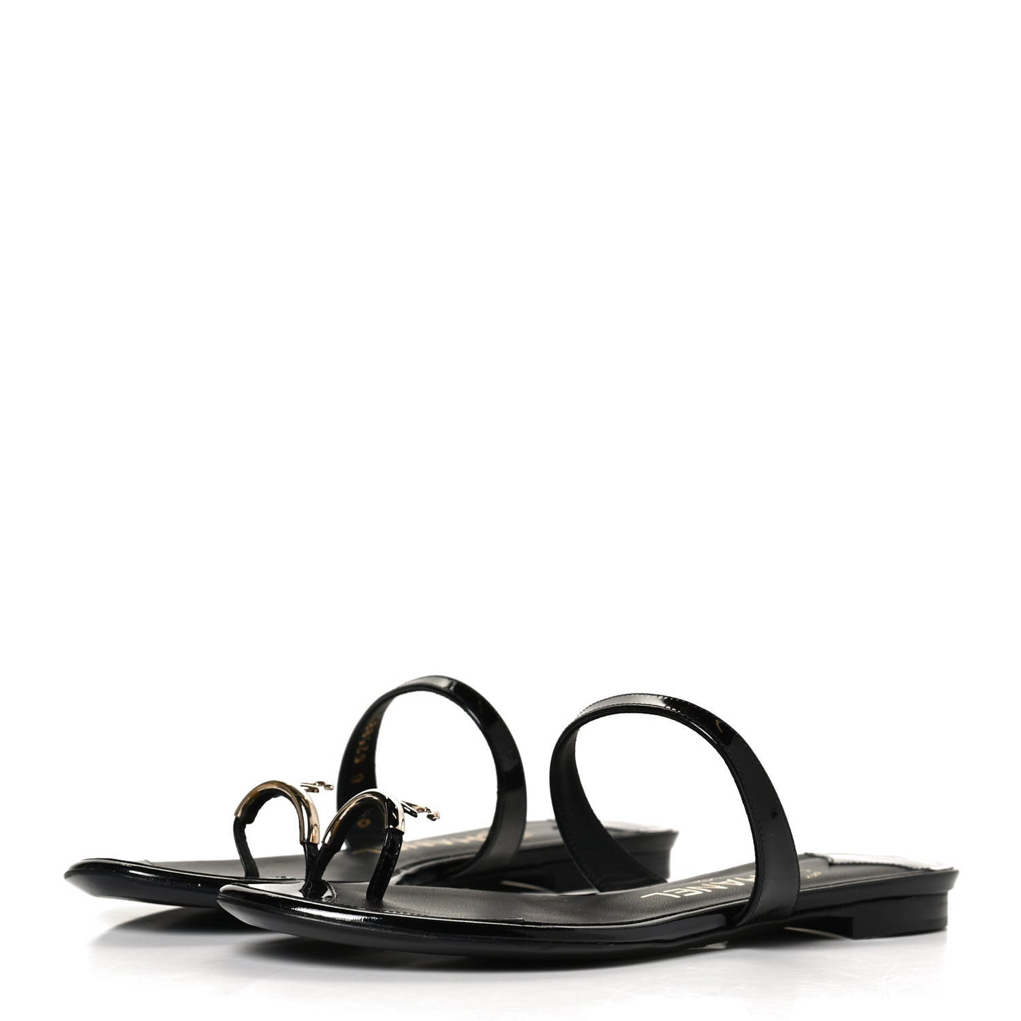 Patent CC Toe Ring Sandals 37 Black