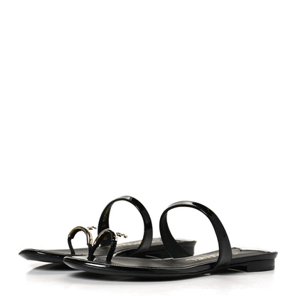 Chanel Patent CC Toe Ring Sandals 37 Black 3 of 12