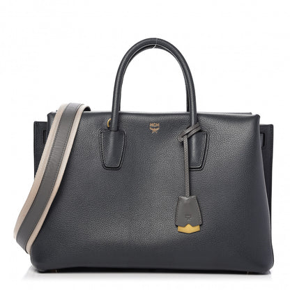 MCM Grained Calfskin Large Milla Tote Phantom Grey 1 of 9