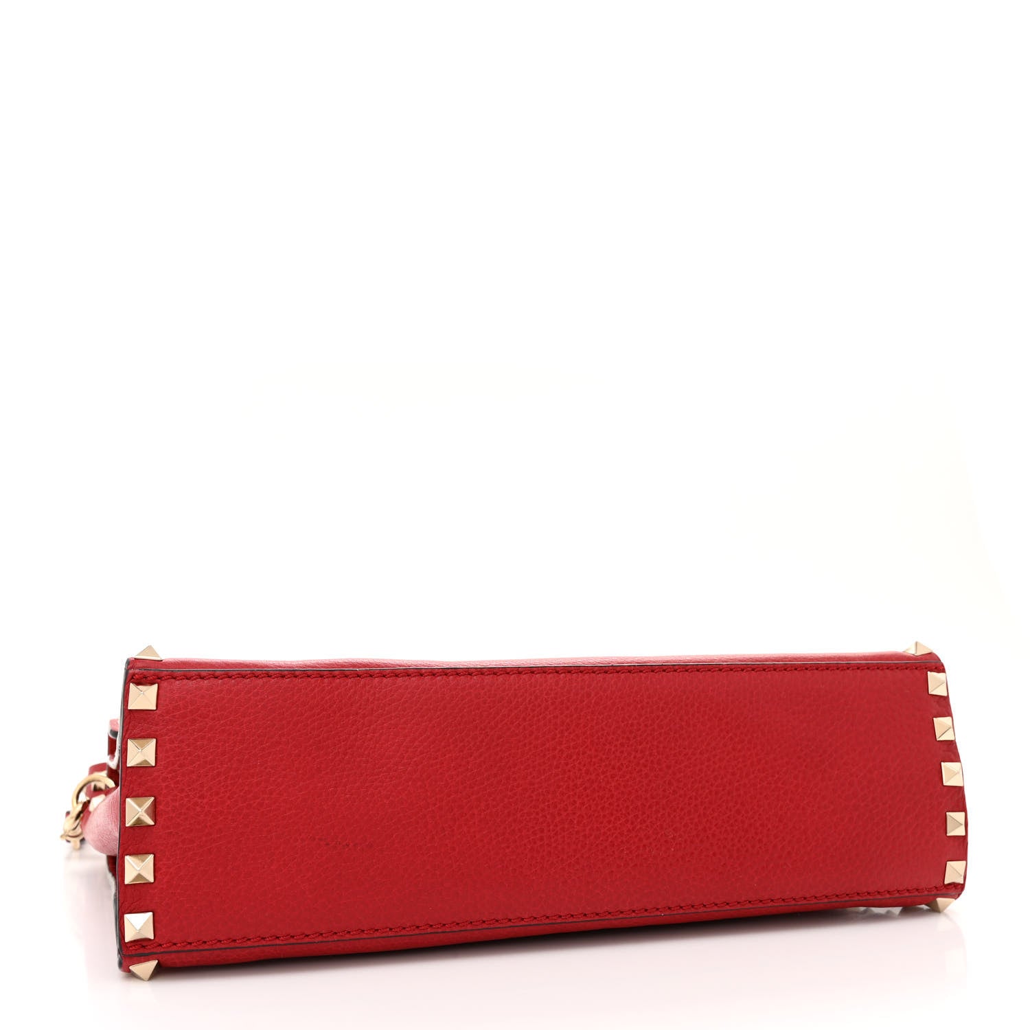 Valentino Garavani Pebbled Calfskin Medium Rockstud Top Handle Shoulder Bag Red 4 of 14