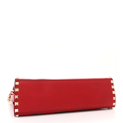 Valentino Garavani Pebbled Calfskin Medium Rockstud Top Handle Shoulder Bag Red 4 of 14