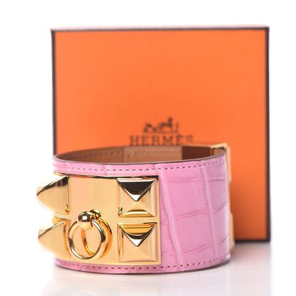 Hermes Matte Alligator Collier De Chien CDC Bracelet T2 5P Pink 6 of 6