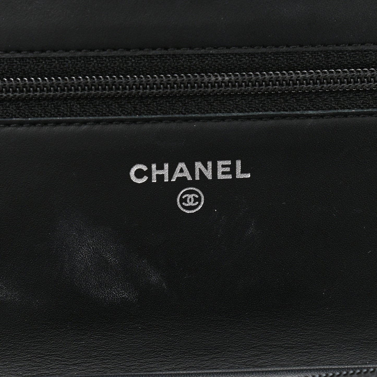 Calfskin Quilted Cambon Wallet On Chain WOC Black