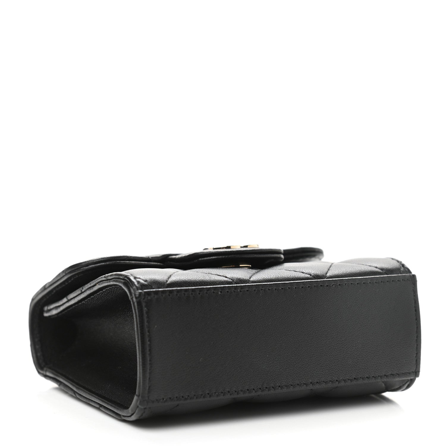 Chanel Lambskin Quilted Top Handle Flap Clutch With Chain Black 4 of 12