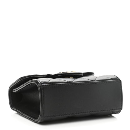 Chanel Lambskin Quilted Top Handle Flap Clutch With Chain Black 4 of 12