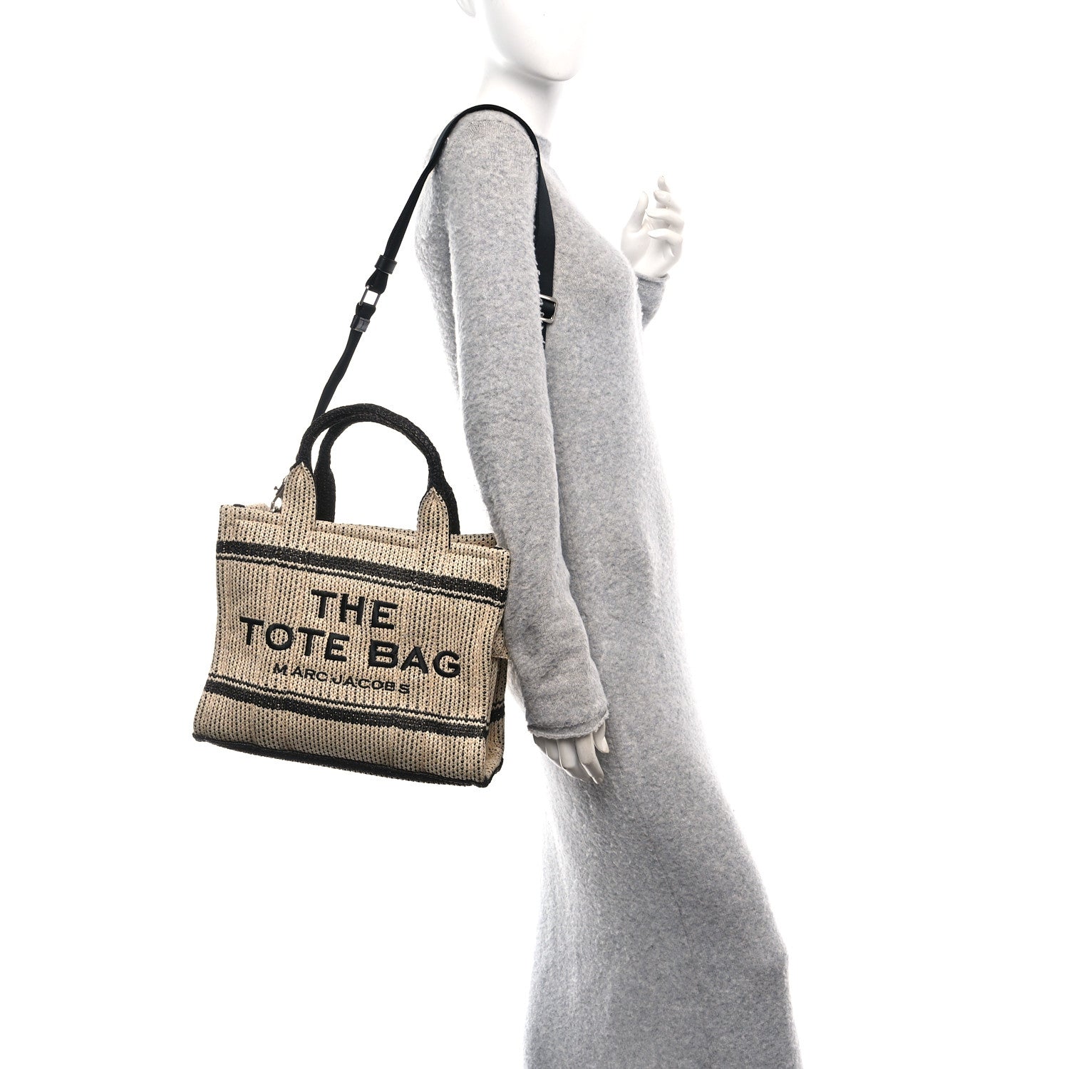 Marc Jacobs Straw Jacquard Medium The Traveler Tote Bag Natural 1775775 – FASHIONPHILE