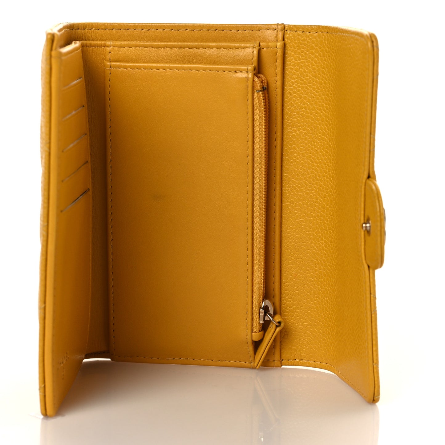 Caviar Quilted Medium Flap Wallet Yellow