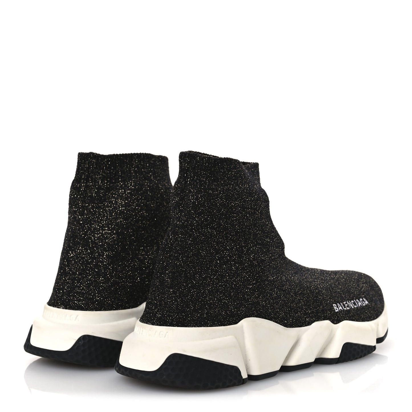 Metallic Knit Womens Speed Sneakers 41 Black Gold