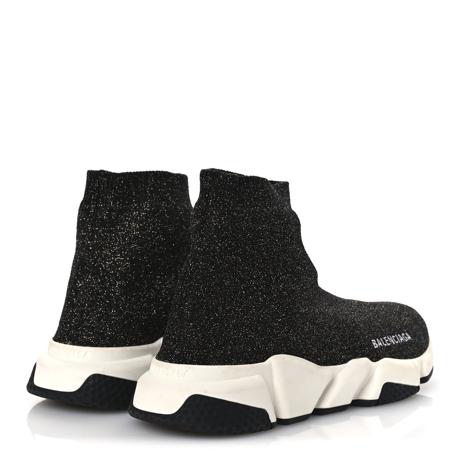 Balenciaga Metallic Knit Womens Speed Sneakers 41 Black Gold 5 of 11