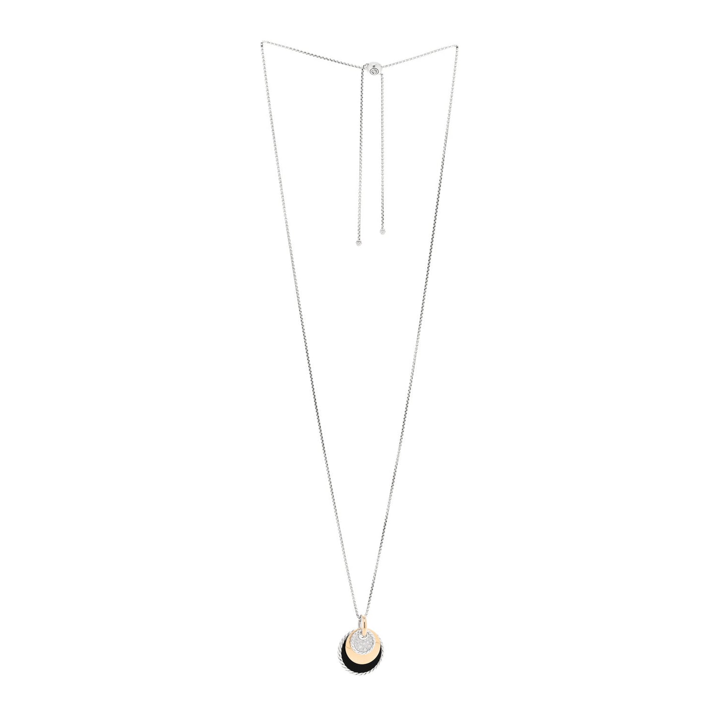 Sterling Silver 18K Yellow Gold Diamond Black Onyx Mother of Pearl DY Elements Convertible Pendant Necklace