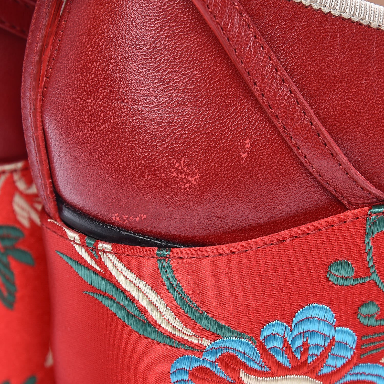 Gucci Malaga Kid Silk Hannelore Detachable Platform Slide 37.5 Hibiscus Red 6 of 11