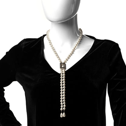 Chanel Pearl CC Drop Necklace Gold 2 of 5