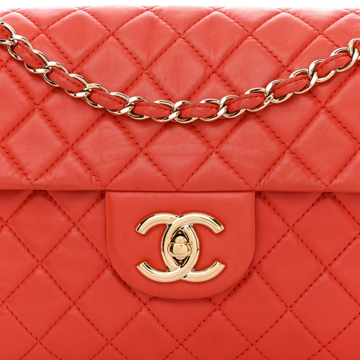 Lambskin Quilted XL Maxi Single Flap Red