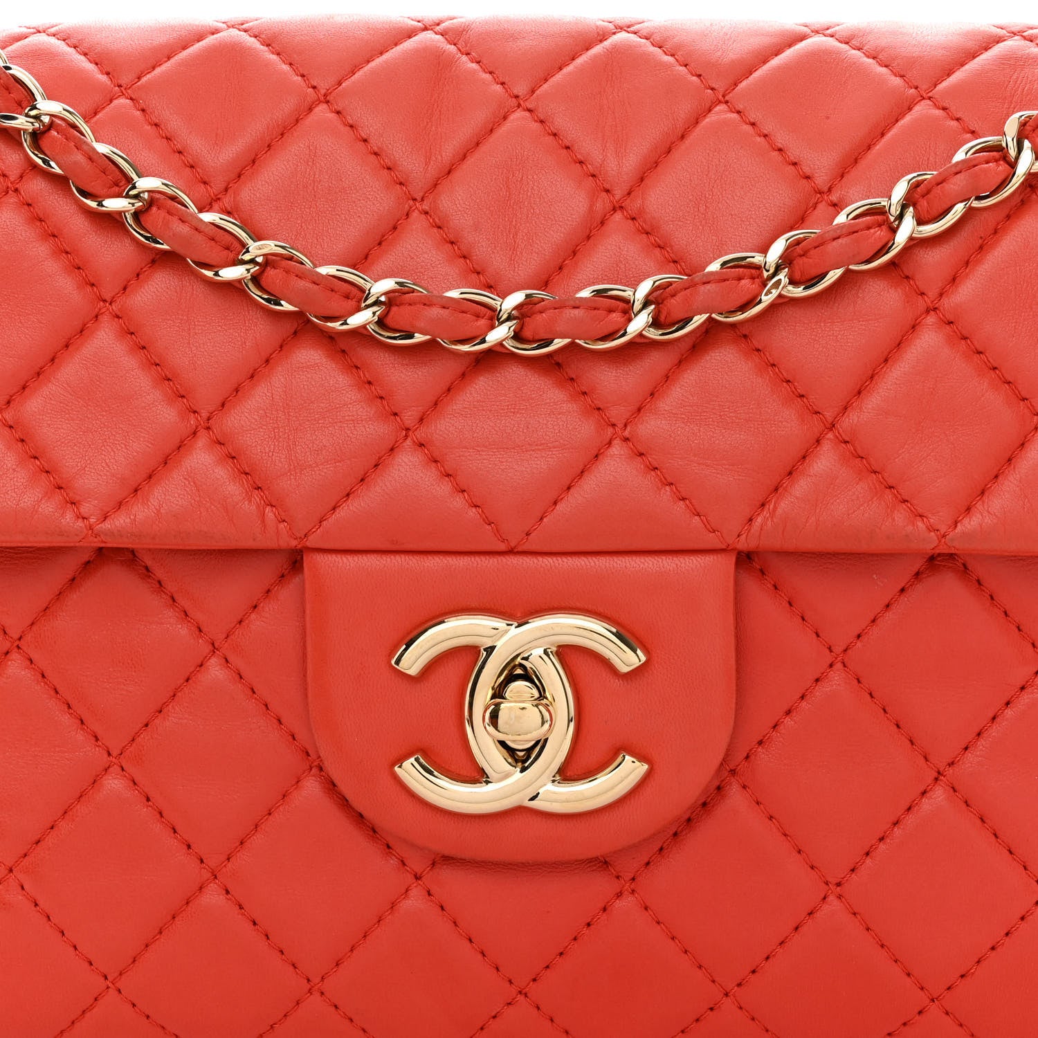 Chanel Lambskin Quilted XL Maxi Single Flap Red 8 of 15