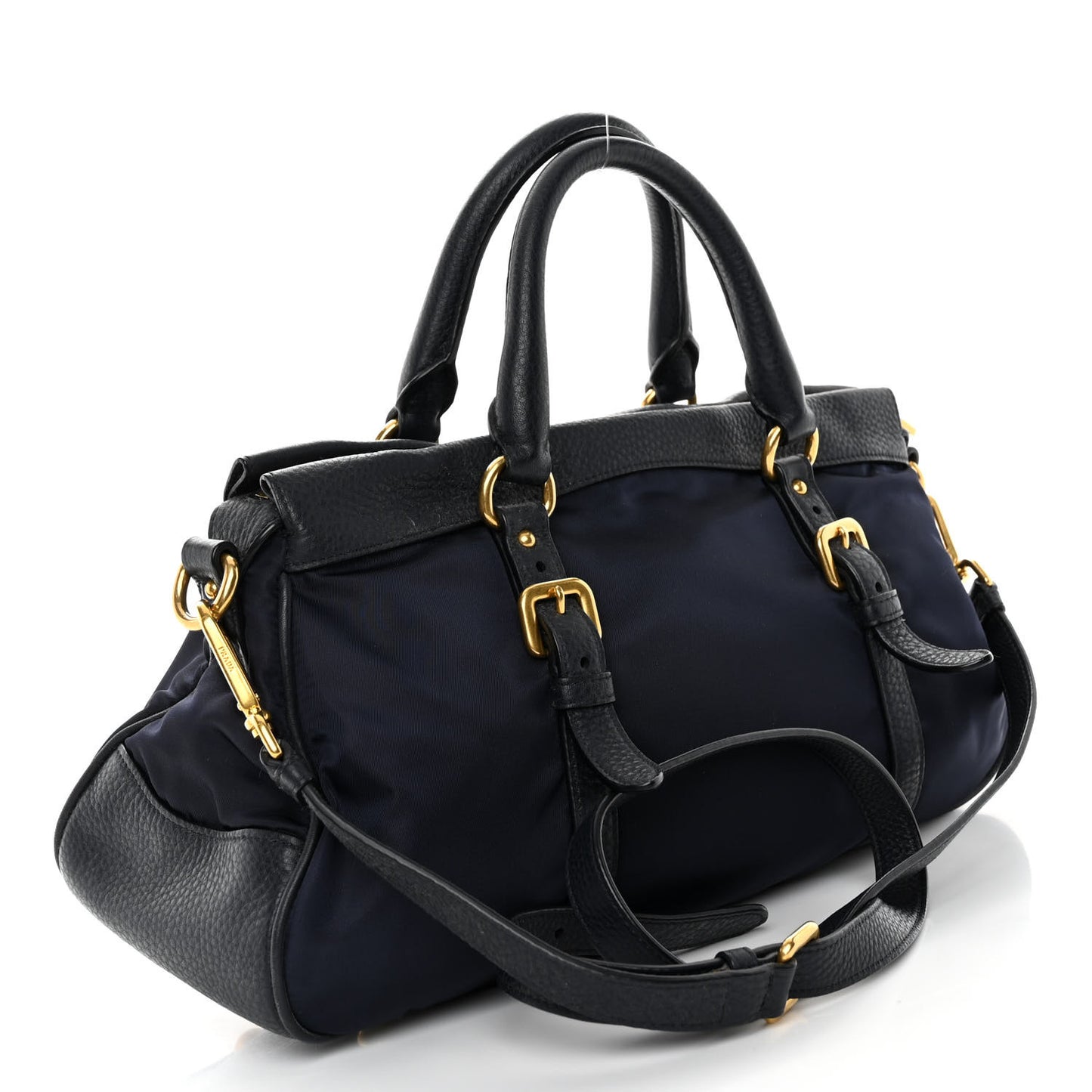 Tessuto Nylon Vitello Daino Shopping Satchel Bleu