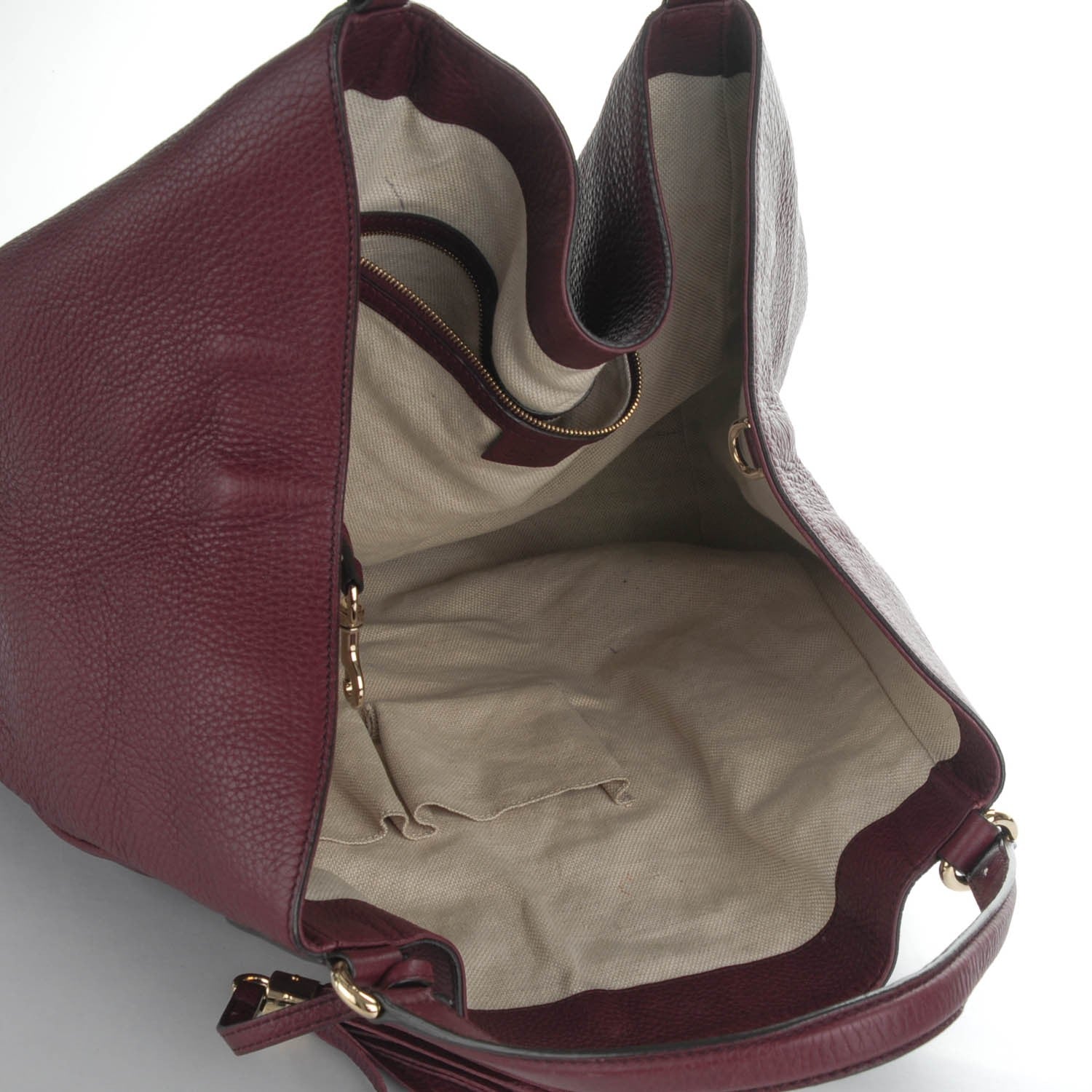 Gucci Pebbled Calfskin Large Soho Shoulder Bag Bordeaux 5 of 9