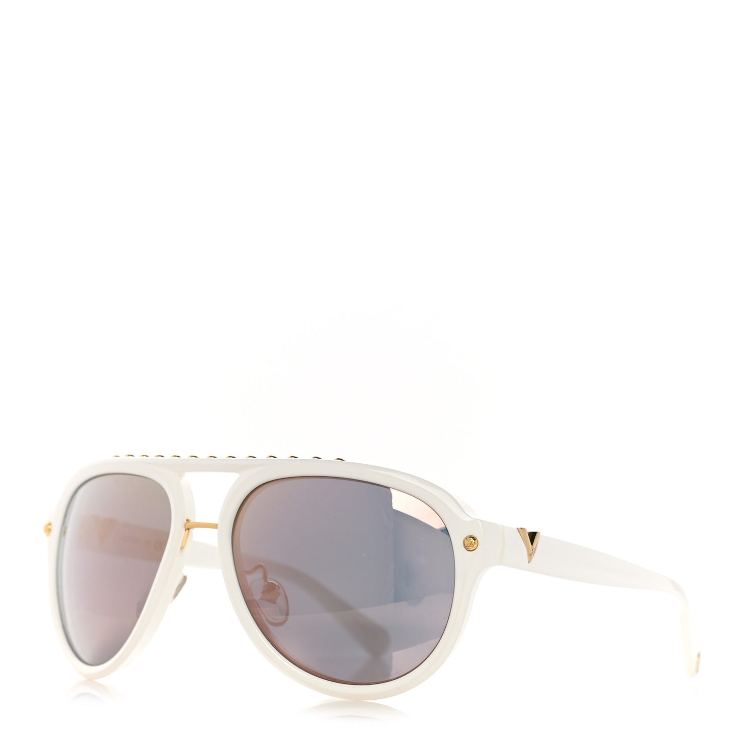 Acetate Aviator Serpico Studded Sunglasses Z2358W White
