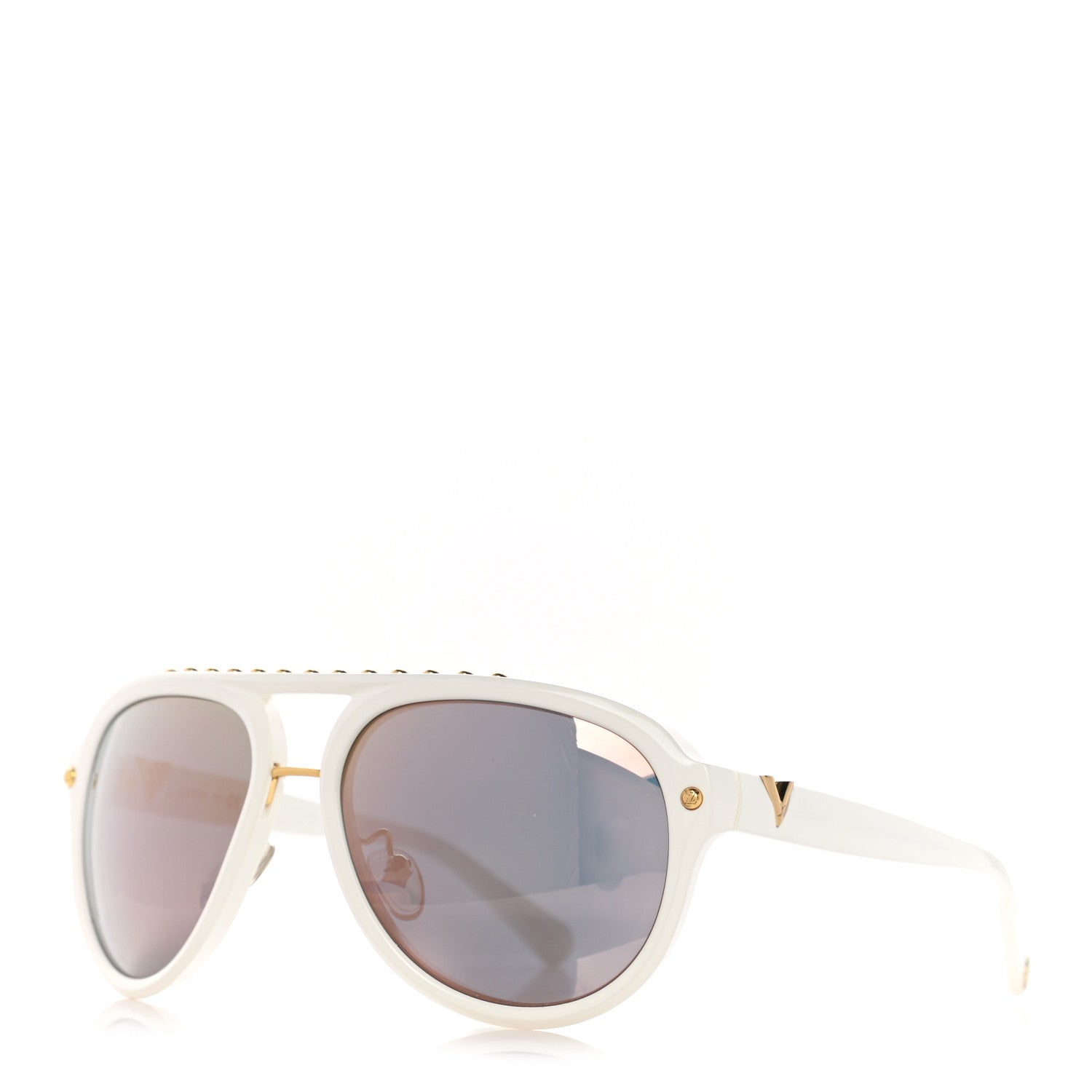 Louis Vuitton Acetate Aviator Serpico Studded Sunglasses Z2358W White 1 of 9