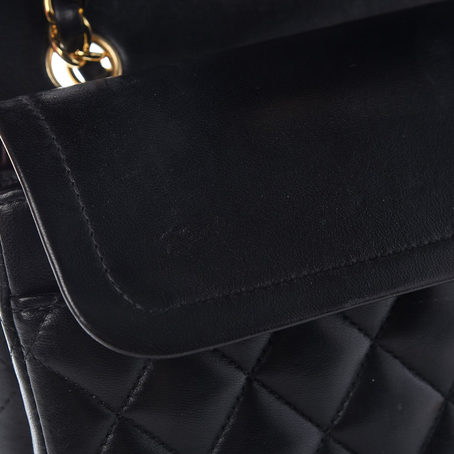 Lambskin Quilted Medium Double Flap Black