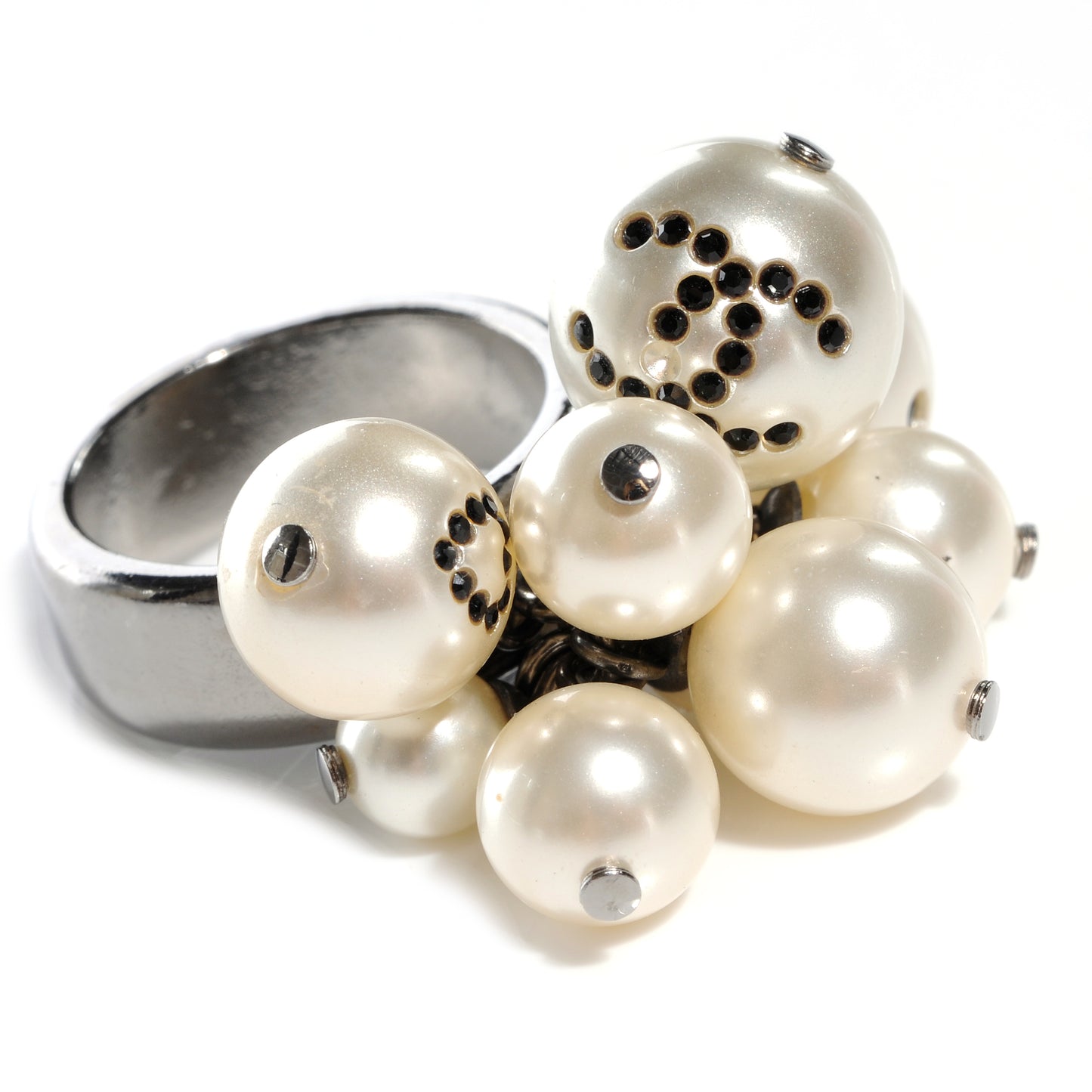 Crystal CC Pearl Cluster Ring 6.5