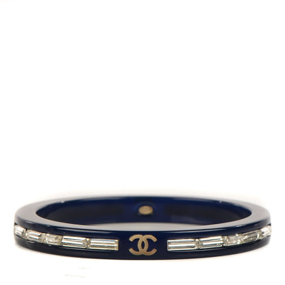 Chanel Resin Crystal Baguette CC Bangle Dark Blue 1 of 6