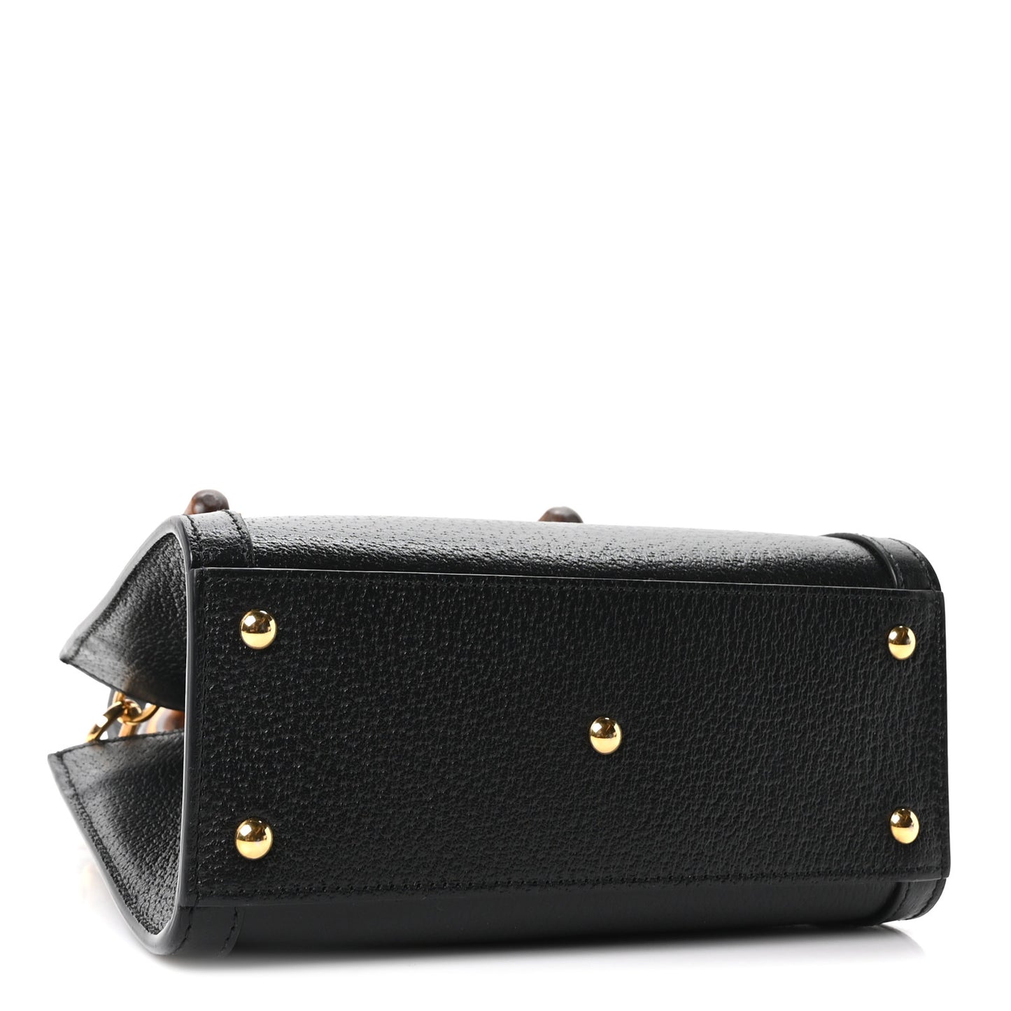 Textured Dollar Calfskin Web Mini Diana Tote Bag Black Dusty Grey