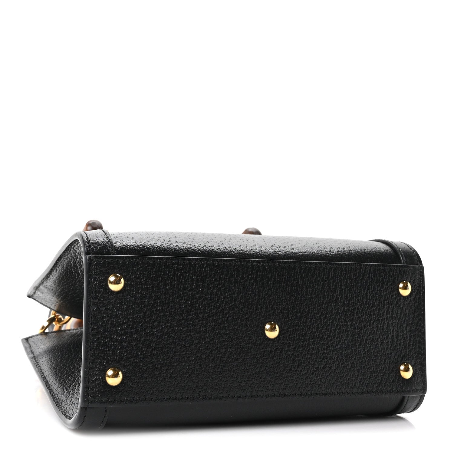 Gucci Textured Dollar Calfskin Web Mini Diana Tote Bag Black Dusty Grey 4 of 10