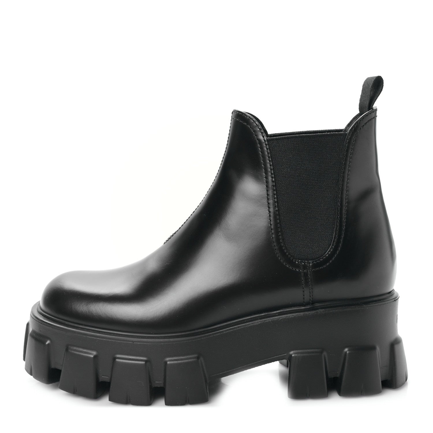 Prada Spazzolato Rois Monolith Chelsea 55mm Ankle Boots 37 Black 1 of 8