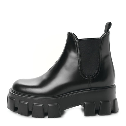 Prada Spazzolato Rois Monolith Chelsea 55mm Ankle Boots 37 Black 1 of 8